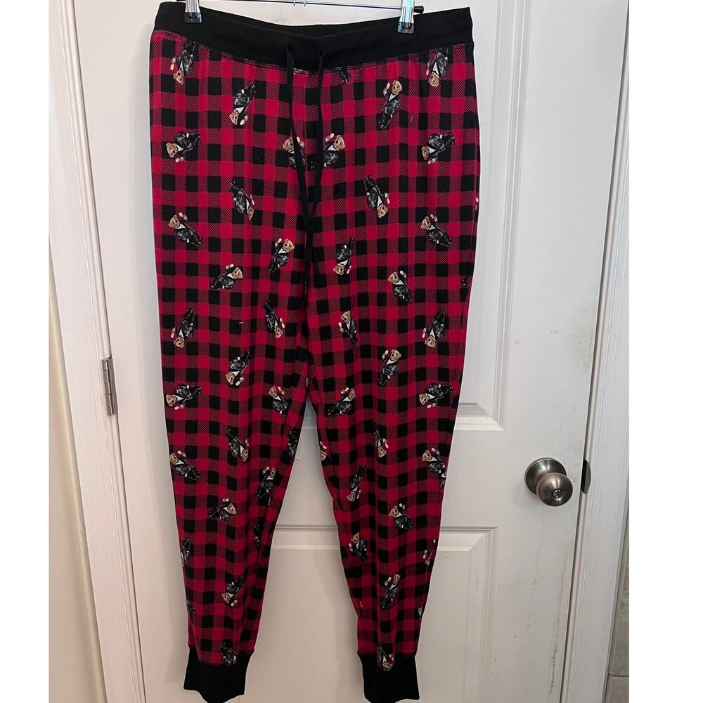 Polo Ralph Lauren Polo Bear Sleep plaid Jogger Pant Red XL Slim Fit Holidays